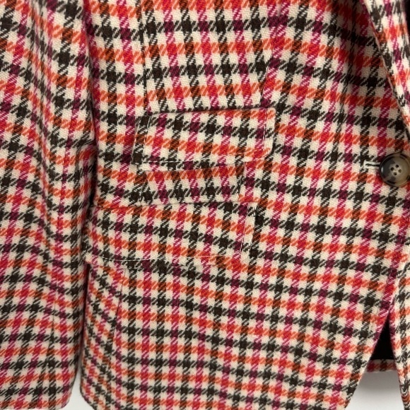 Talbots Houndstooth Plaid Wool Blazer Academia Size 6P Elbow Patch Women - Picture 4 of 16